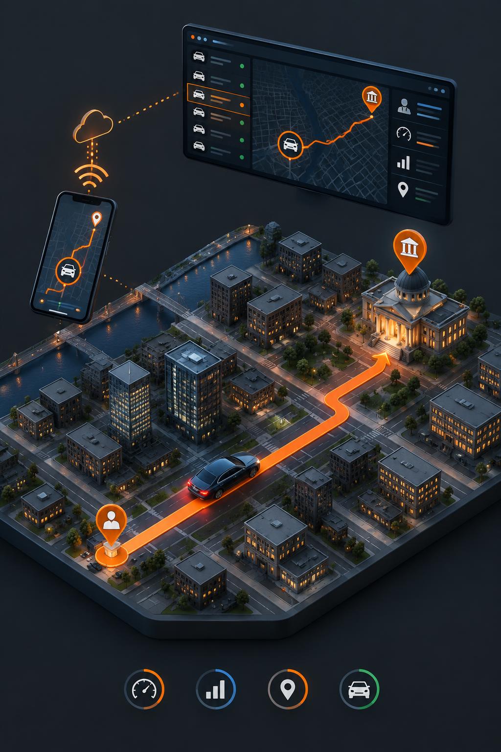 Isometric live agent vehicle tracking from phone to dispatch